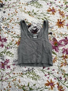 TNA Women's Ribbed Cropped Tank Top — Heather Dark Grey